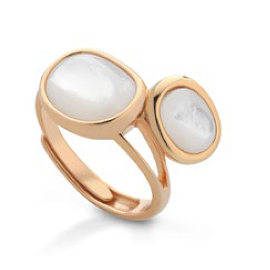 Anello contrarie in Argento rosato e Madreperla Australiana 
