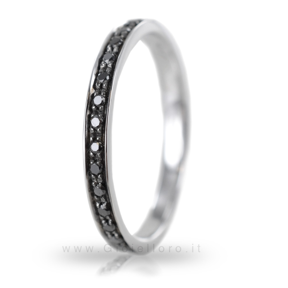 Orecchini A Perno In Oro Bianco 14K Con Zirconia Cubica Nera - Tondi, Lucidi, Chiusura A Farfalla - Gioielli Eleganti In Scatola Regalo