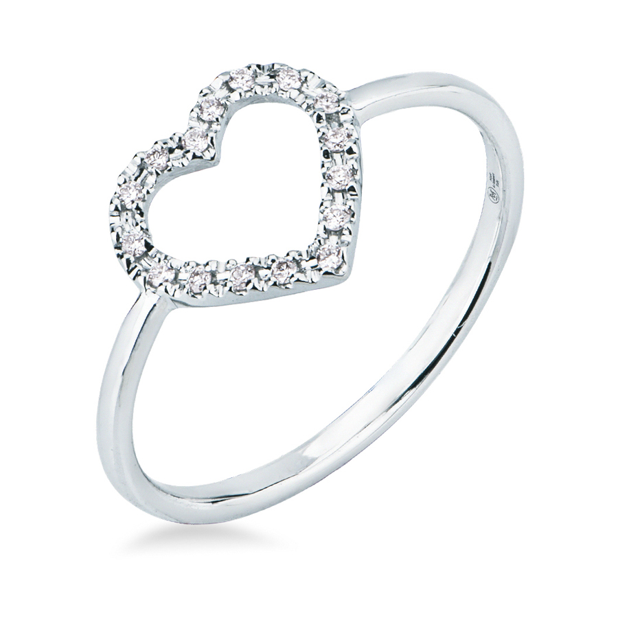Anello fantasia cuore traforato con Diamanti