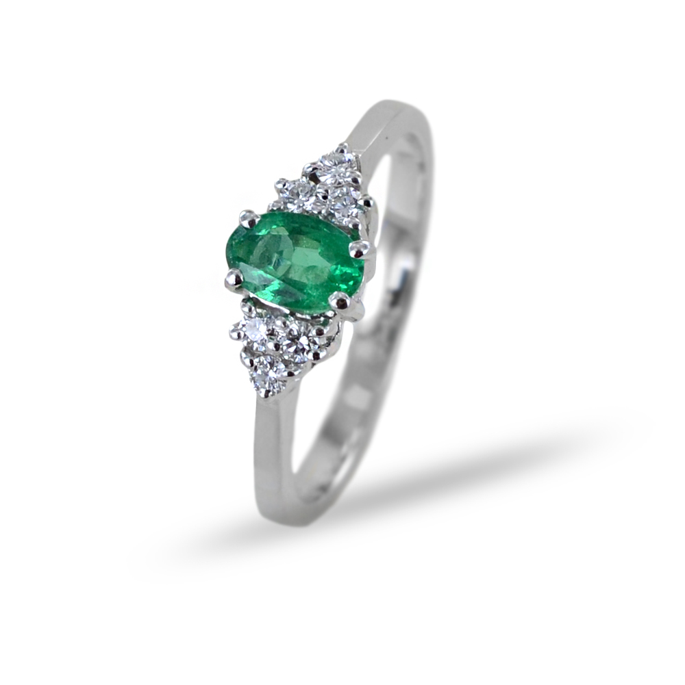 Anello fantasia Smeraldo e Diamanti