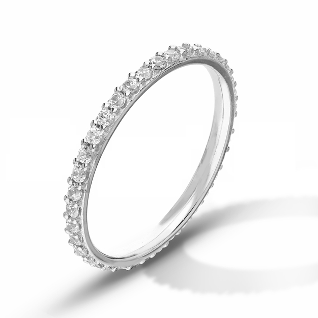 Anello fede Eternity in oro bianco con zirconi bianchi Gioielloro La tua