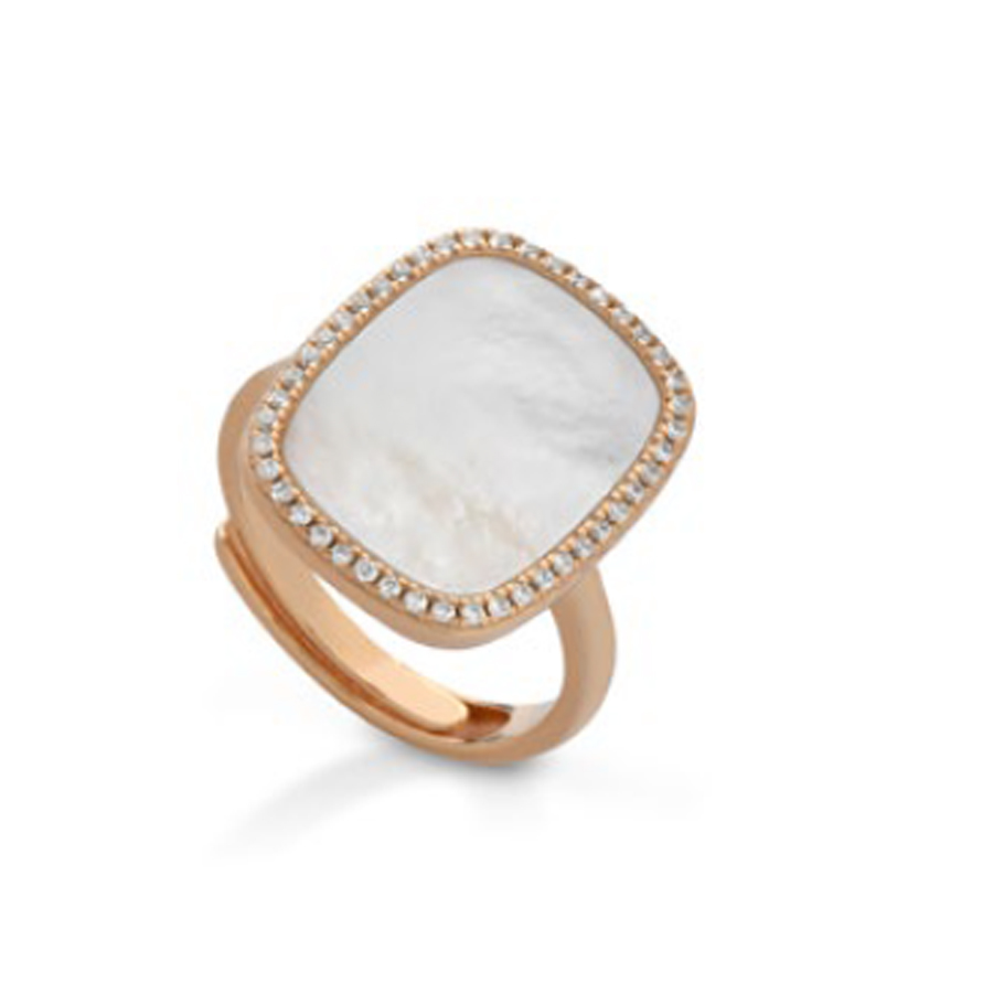 Anello in Argento rosato e Madreperla Australiana con zirconi 