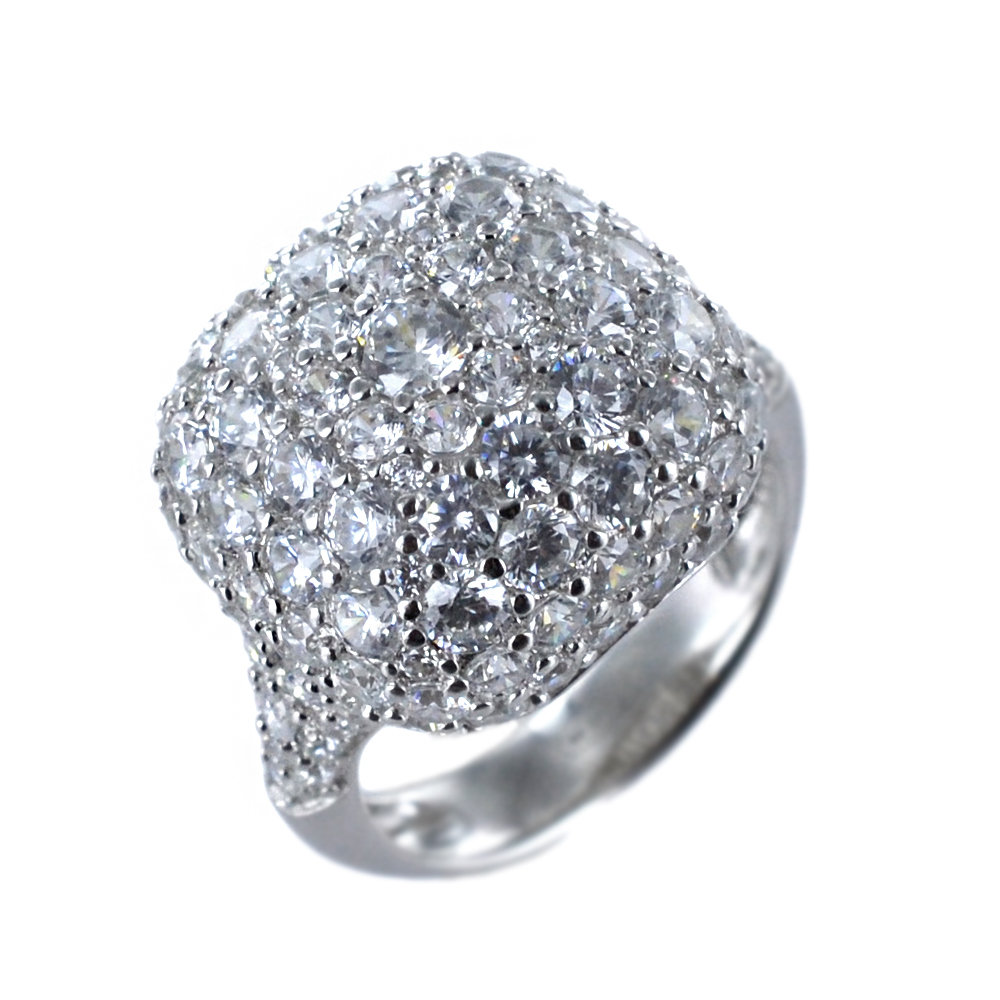 Anello in argento tempestato da zirconi a pave 