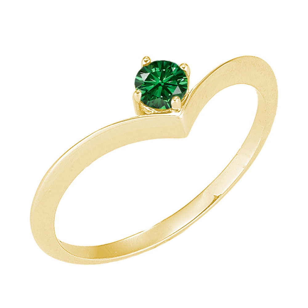 Anello in oro giallo a fascia india con Smeraldo rotondo 