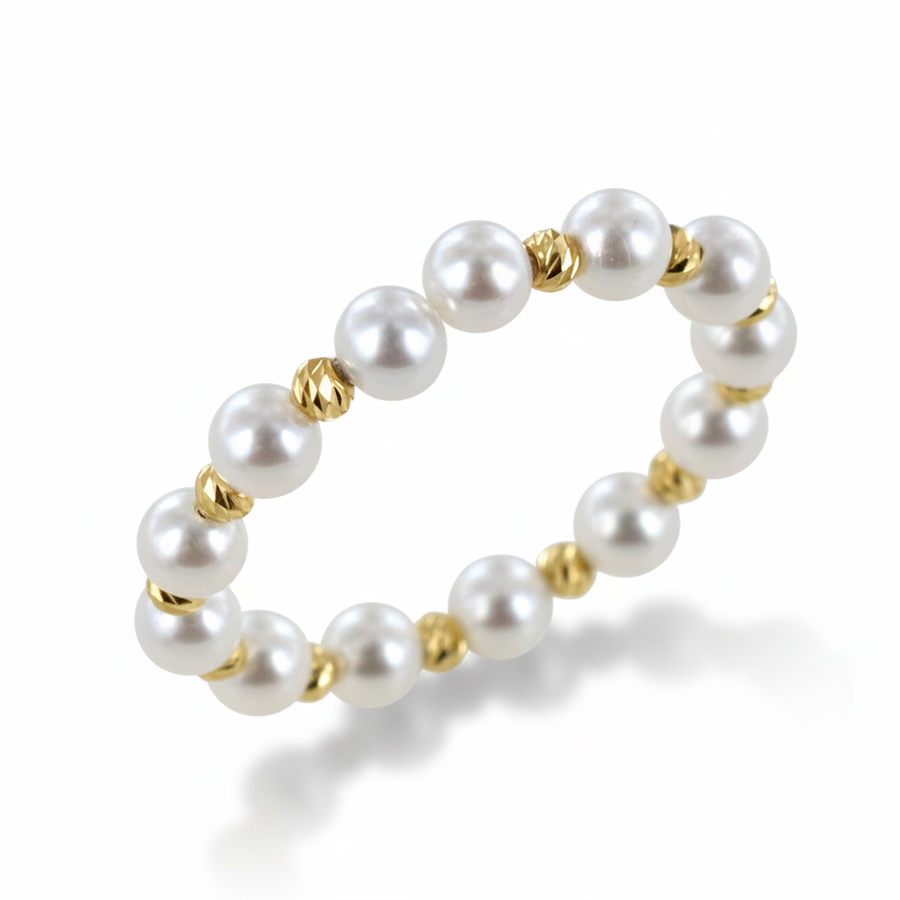 Anello in oro giallo con perle di acqua dolce 3.00-3.50 MM