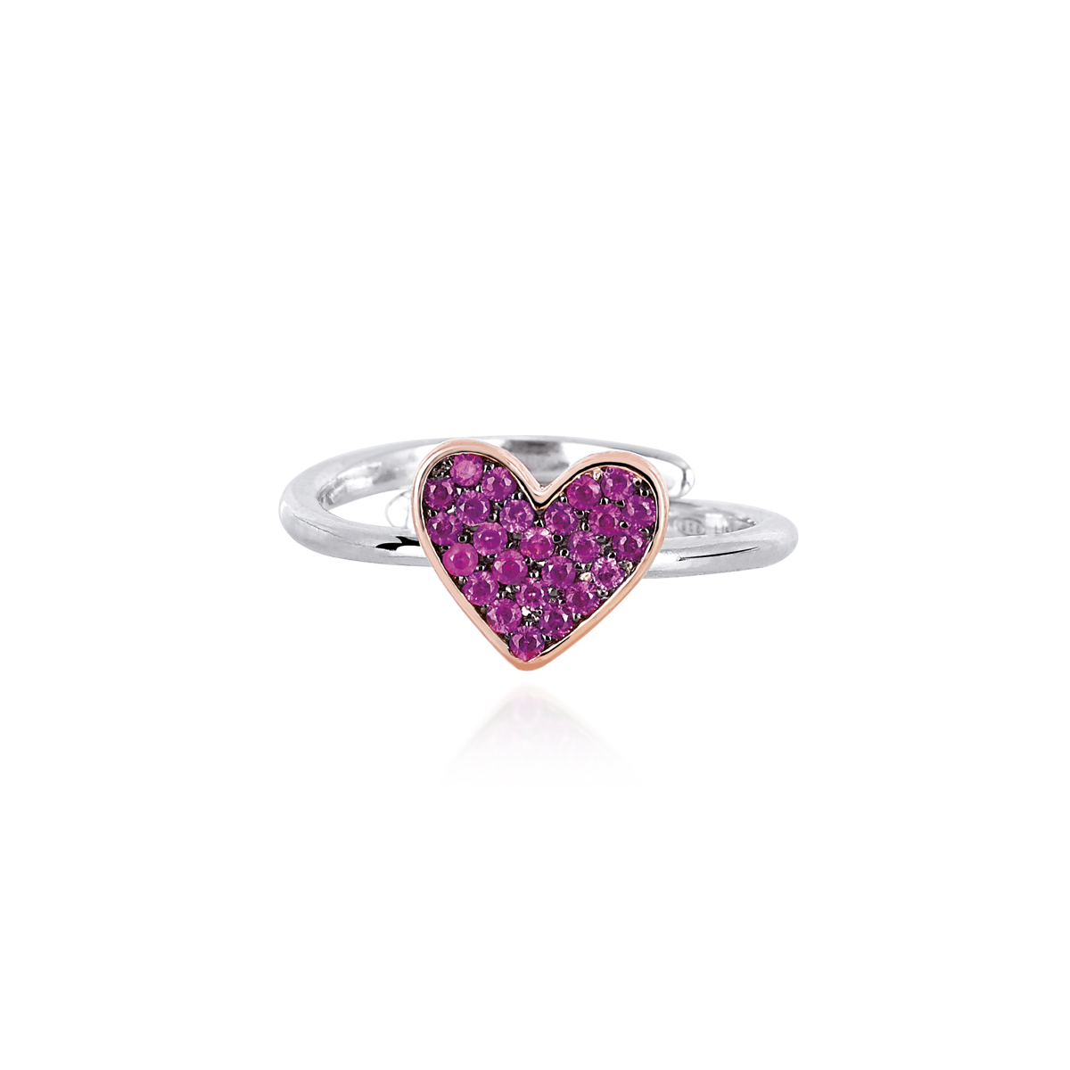 Anello Mabina Cuore in argento rosato con rubini sintetici 523130