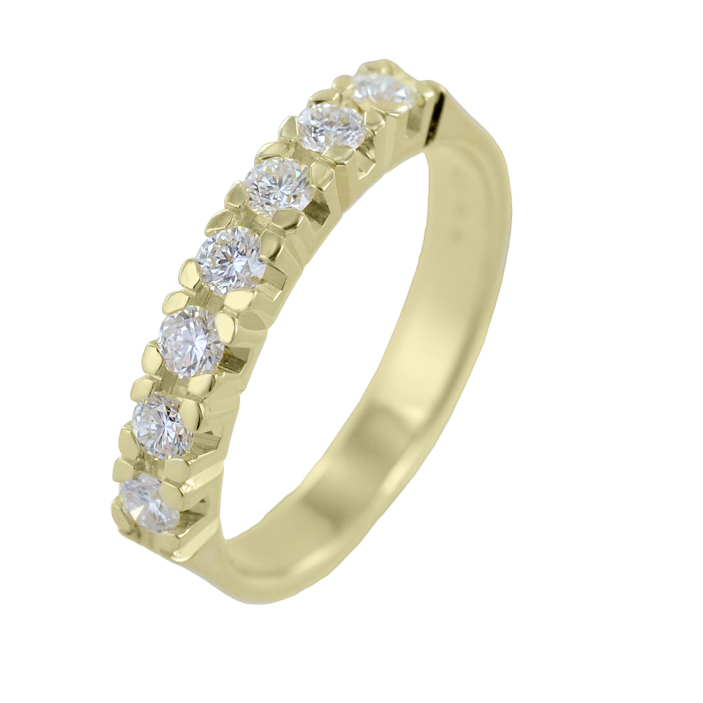 Anello Riviera 7 diamanti da quasi mezzo carato in oro giallo 
