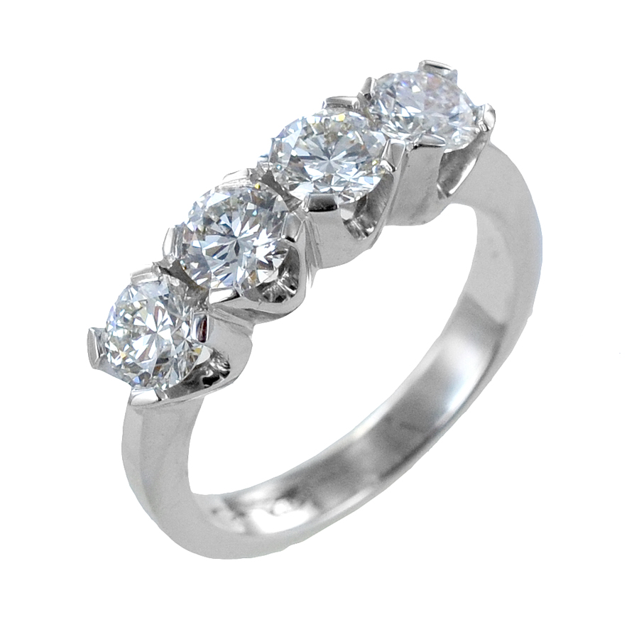 Anello Famiglia a 4 diamanti in oro e diamanti 1.60 