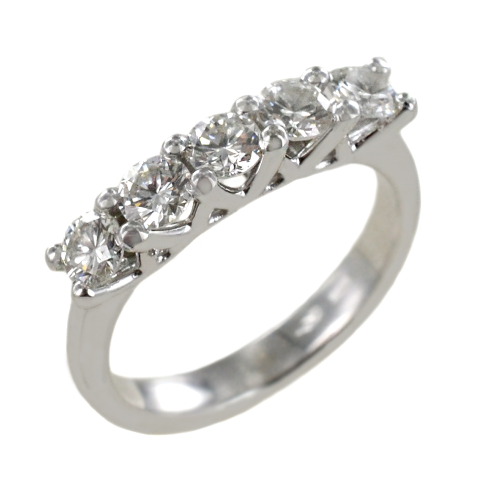 Anello riviera con diamanti di un carato montatura V