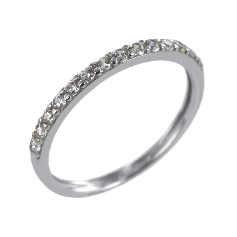 Anello riviera con zirconi in oro bianco