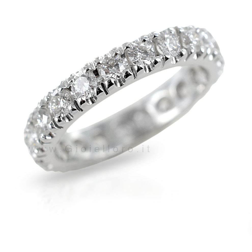 Anello riviera Eternity in oro e diamanti ct 1.50 veretta girodito