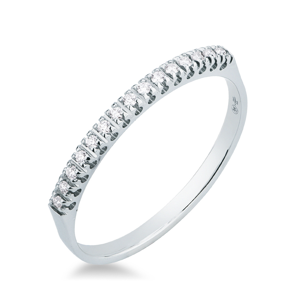 Anello riviera sottile in oro bianco con diamanti ct 0.07 G 