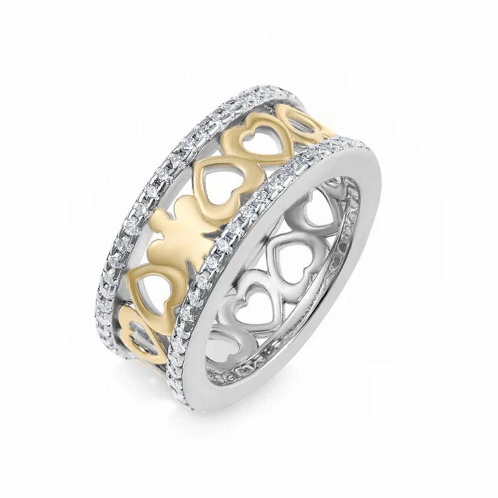 Anello Roberto Giannotti angelo e cuori in argento dorato misura 14 GIA 468-14