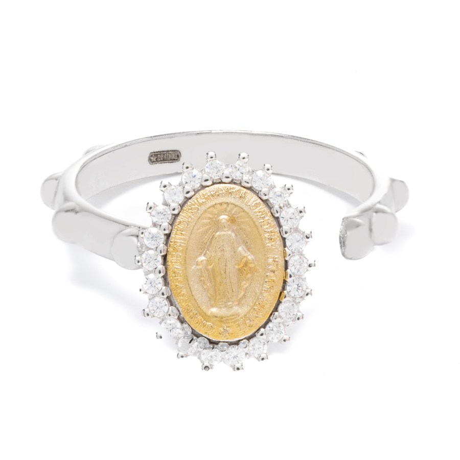 Anello rosario con Madonna Miracolosa in argento