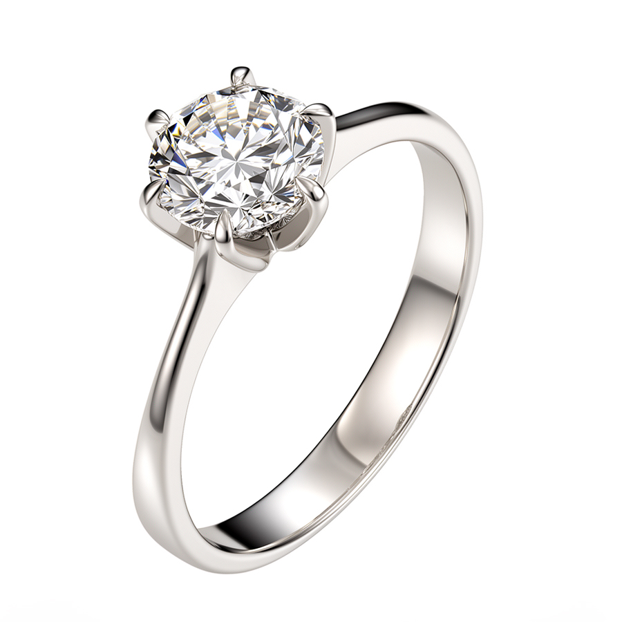 Anello Solitario con diamante da un carato 6 griffes certificato IGI
