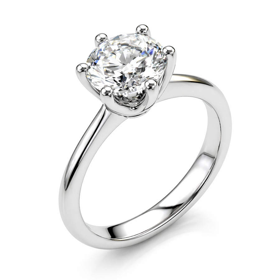 Anello Solitario con diamante da un carato e mezzo 6 griffes