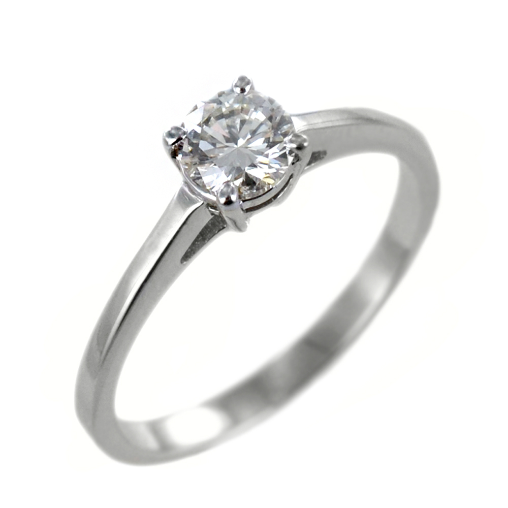 Anello Solitario con diamante in oro e diamanti ct. 0.50 G VVS