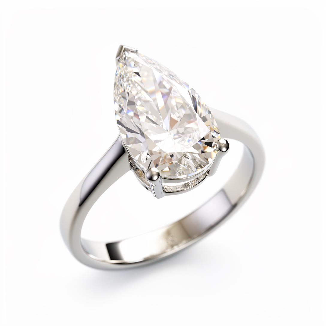 Anello Solitario Diamante Goccia Lab Grown grande 3 carati cert IGI