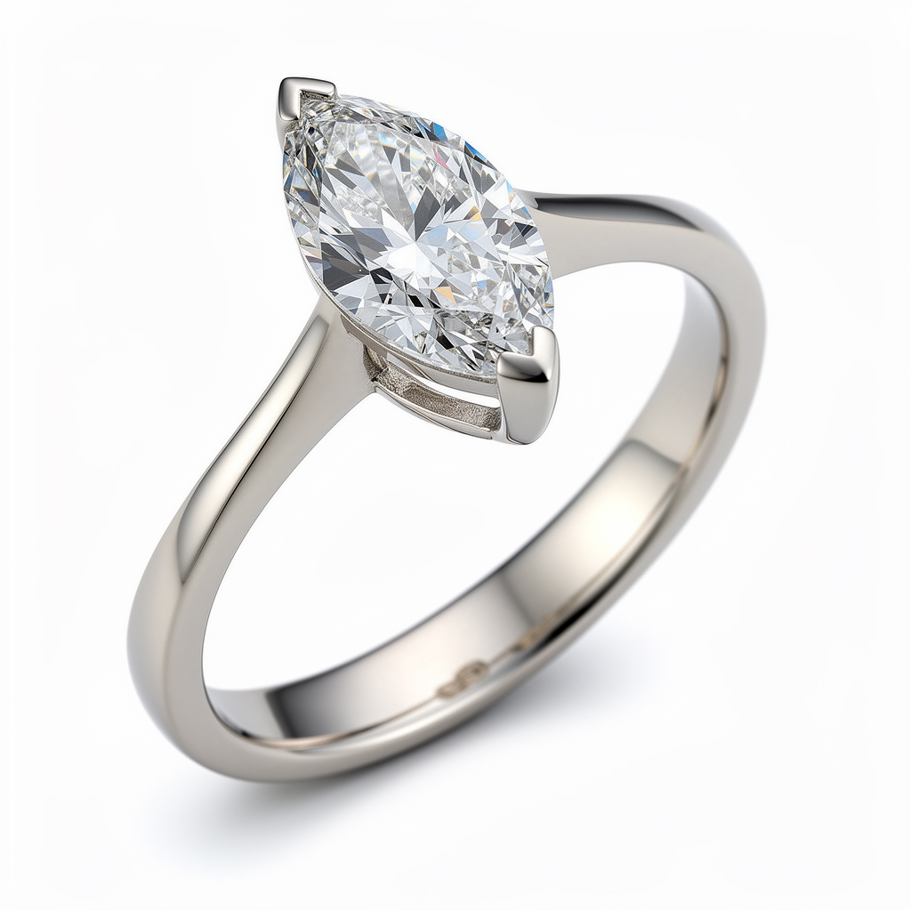 Anello Solitario Diamante Marquise Lab Grown grande 1 carato cert IGI