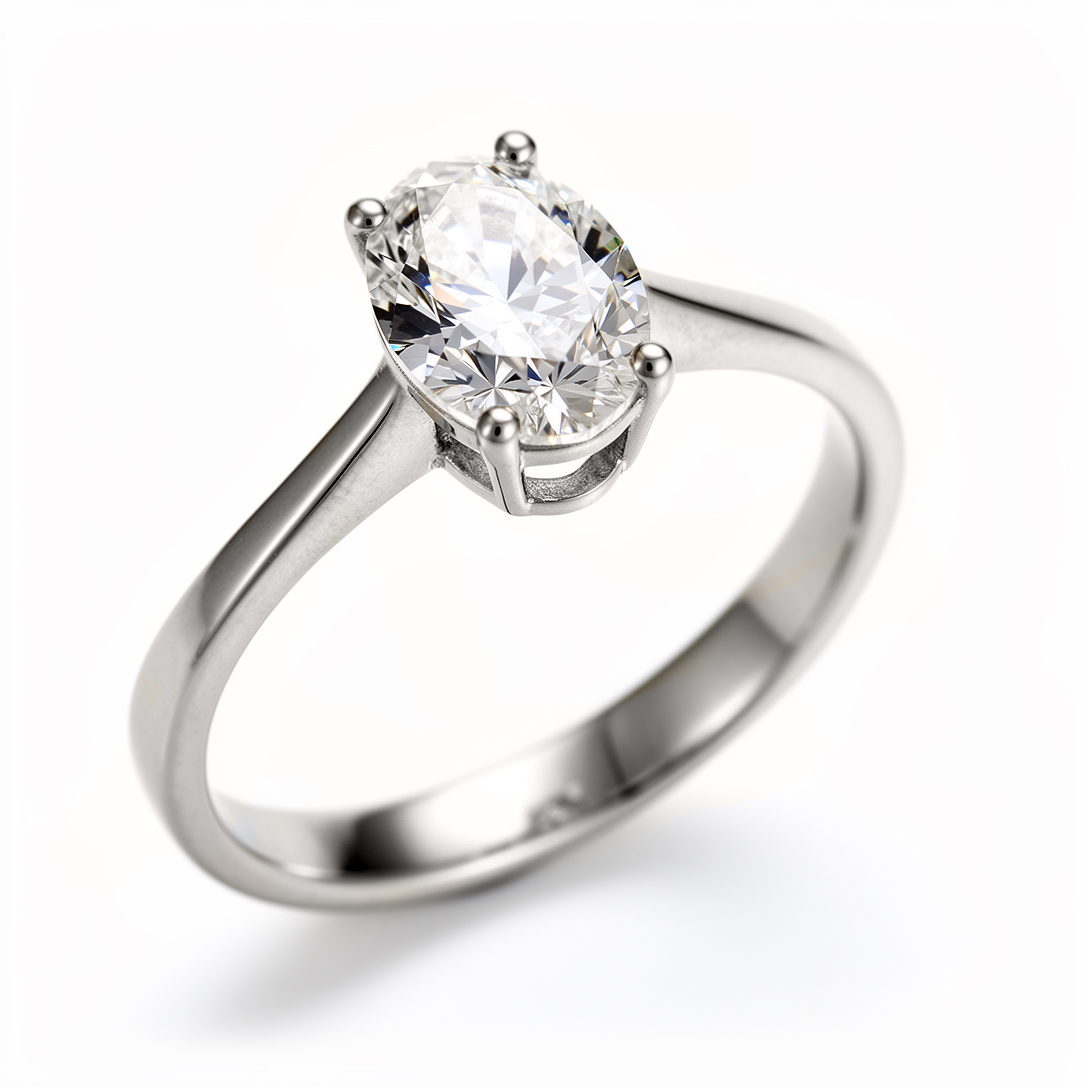 Anello Solitario Diamante Ovale Lab Grown grande 1 carato cert IGI