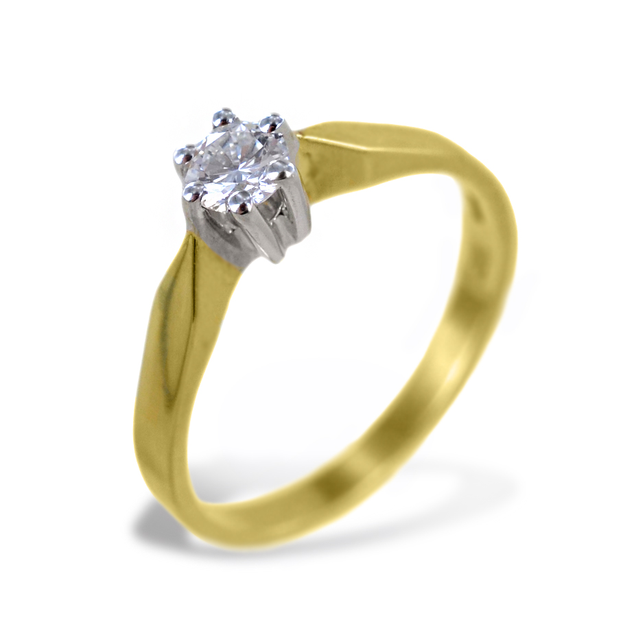 Anello solitario in oro giallo e diamante 0.27 ct G IF