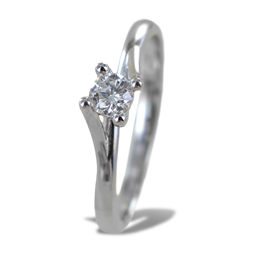Anello solitario medio con diamante montatura Valentine intreccio 0.22 ct
