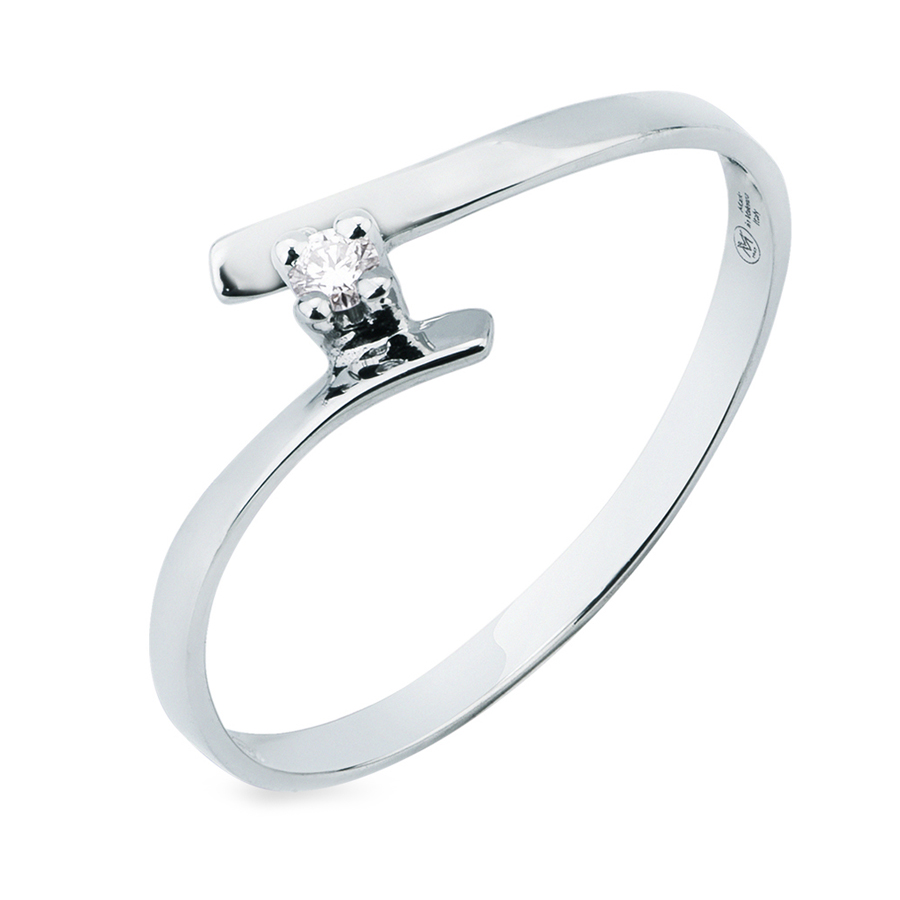 Anello solitario piccolo montatura contrarie sfalsata