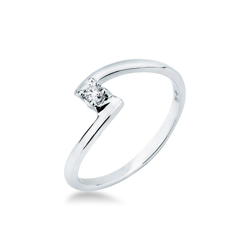 Anello solitario piccolo montatura contrarie sfalsata
