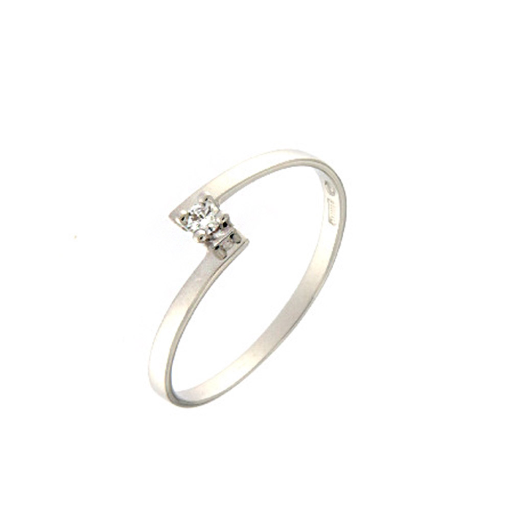 Anello solitario piccolo montatura contrarie sfalsata