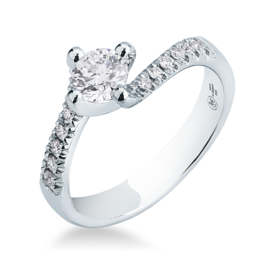 Anello solitario Valentine con Diamante da mezzo carato e sul gambo