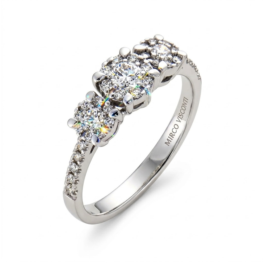 Anello Trilogy effetto Tre Pietre con diamanti ct 0.42 G