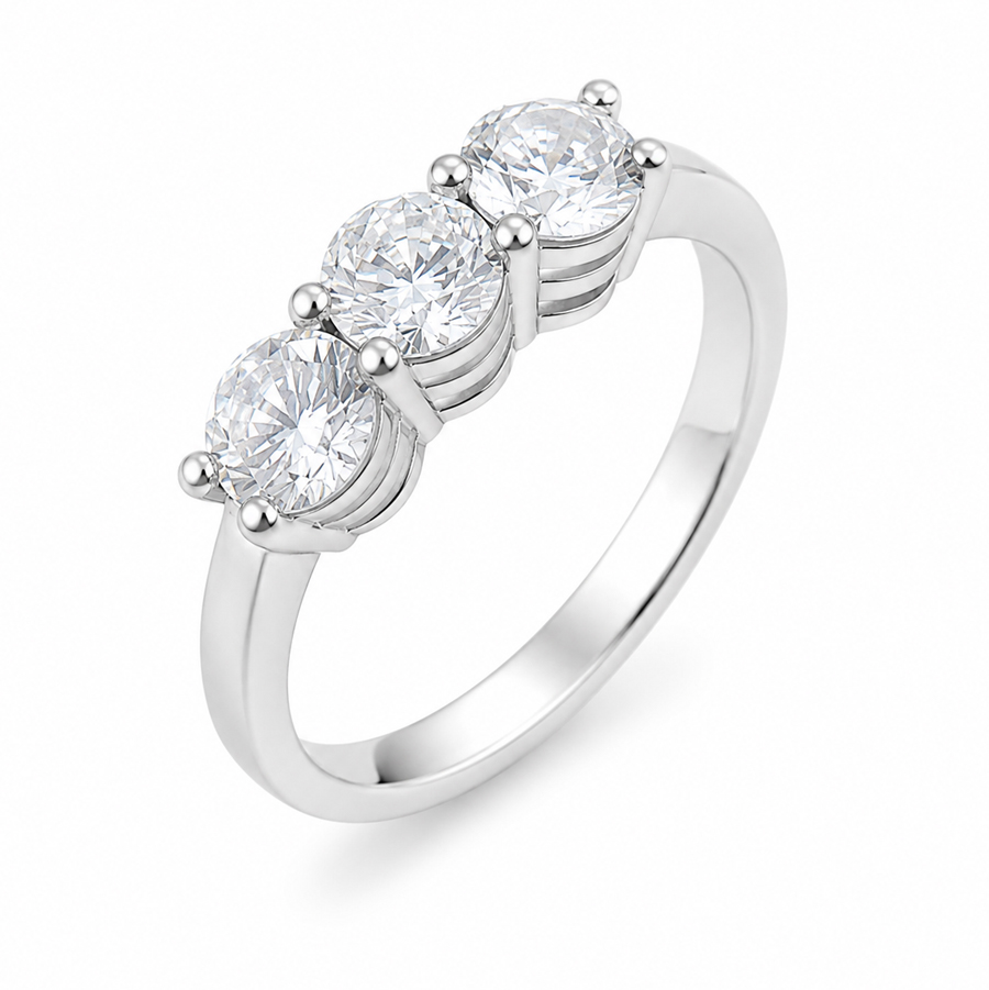 Anello Trilogy grande con diamanti Lab Grown 0.90 ct certificato IGI