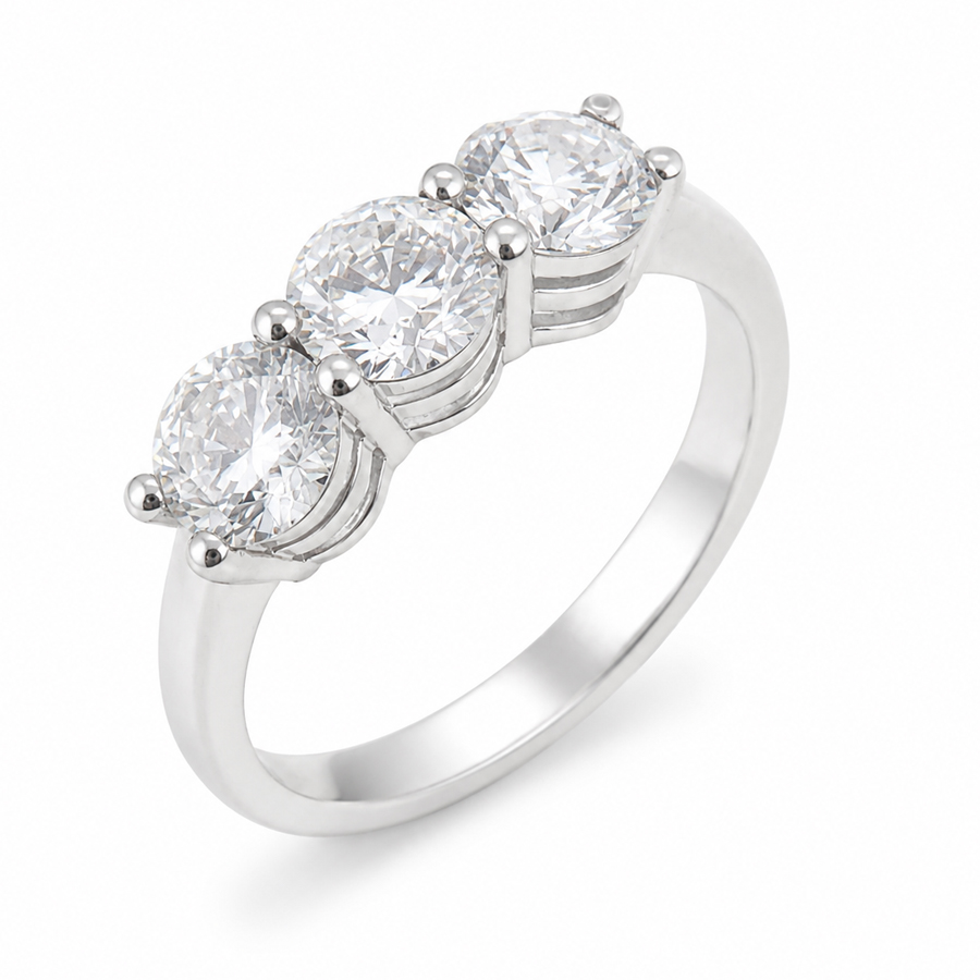 Anello Trilogy grande con diamanti Lab Grown 1.50 ct certificato IGI