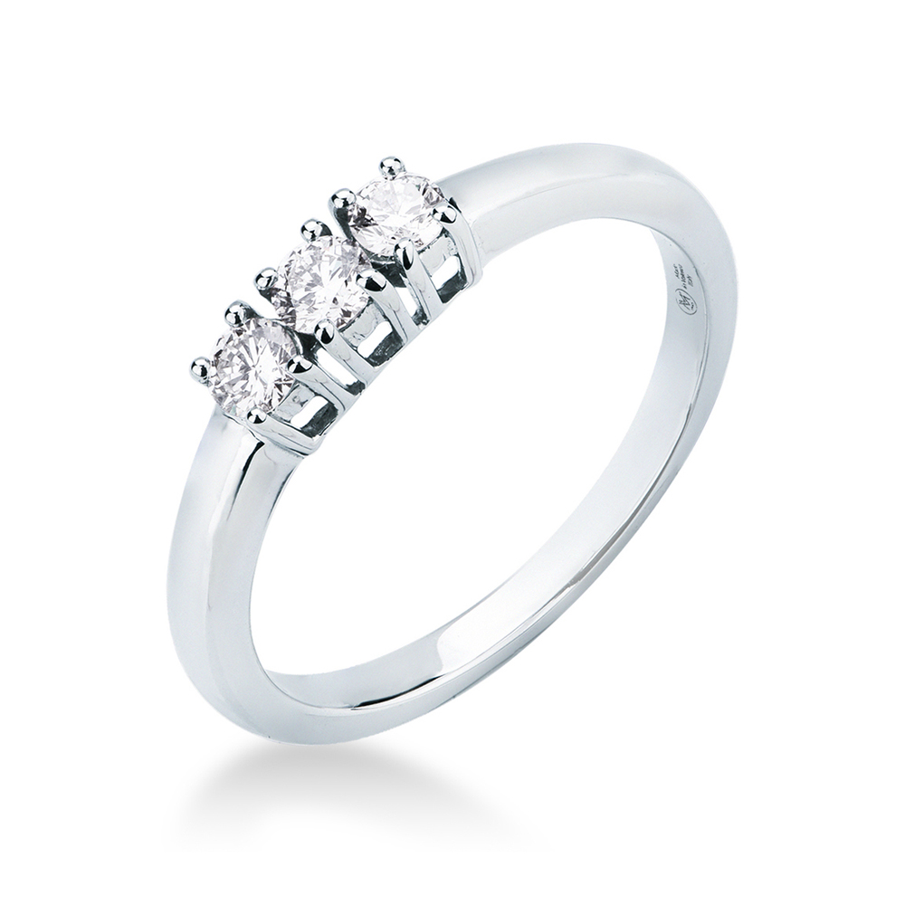 Anello Trilogy in oro con diamanti ct 0.26 E VS 