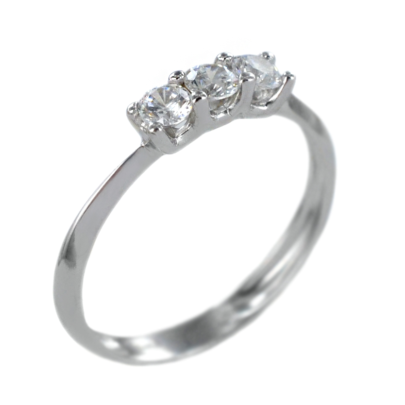 Anello trilogy in oro con zirconi