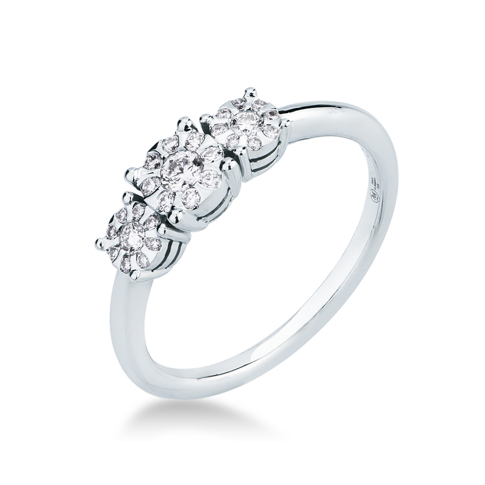 Anello Trilogy Tre Pietre con diamanti ct 0.24 G