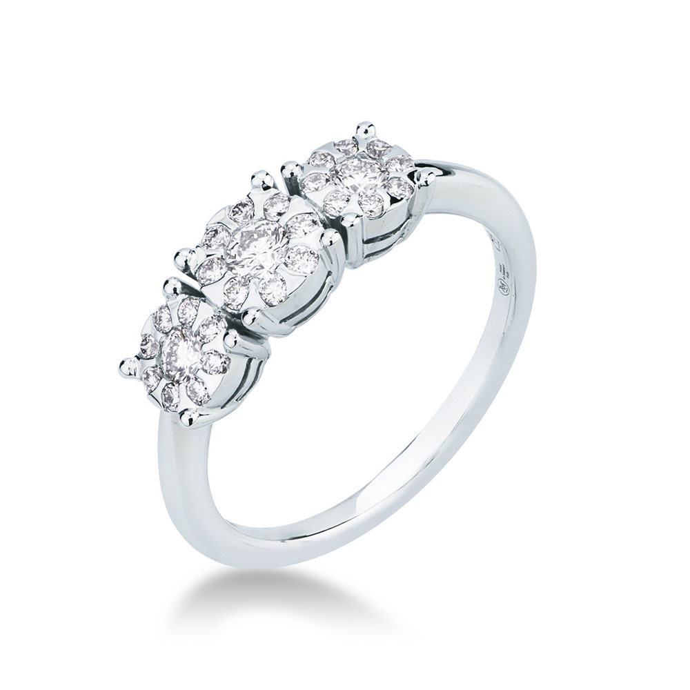 Anello Trilogy Tre Pietre con diamanti ct 0.43 G