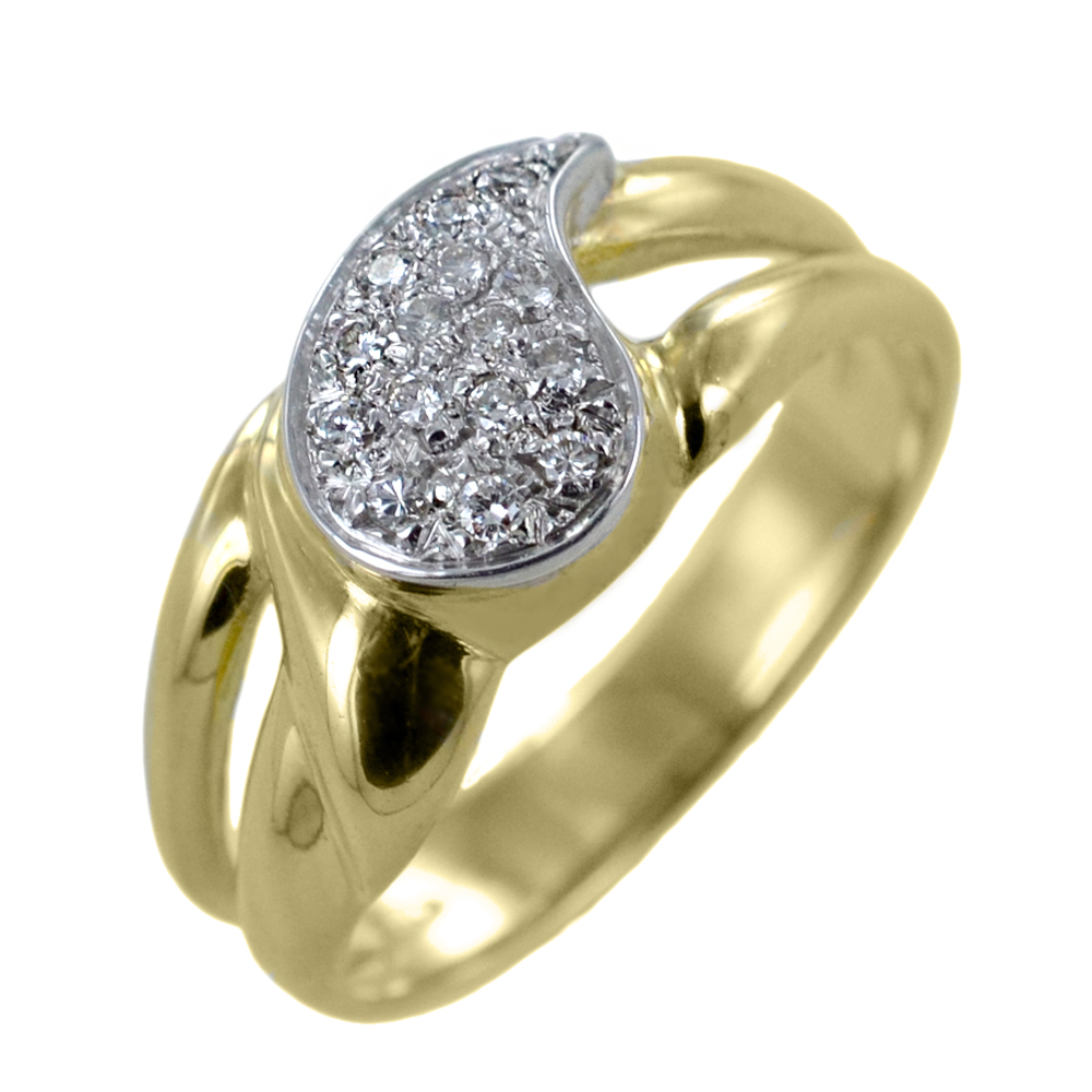 Anello Vintage stile Antico con Diamanti oro giallo e bianco