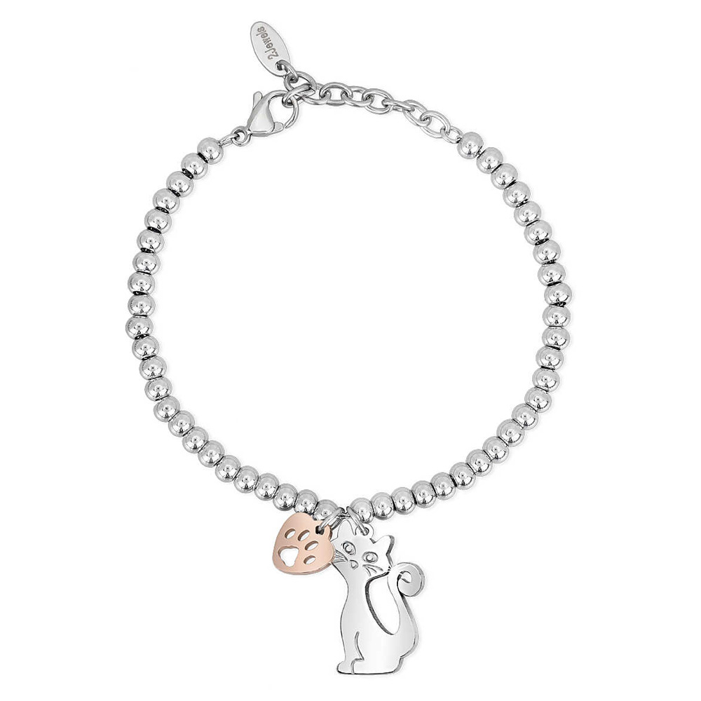 Bracciale 2Jewels donna in acciaio con charm gatto collezione Preppy 231969