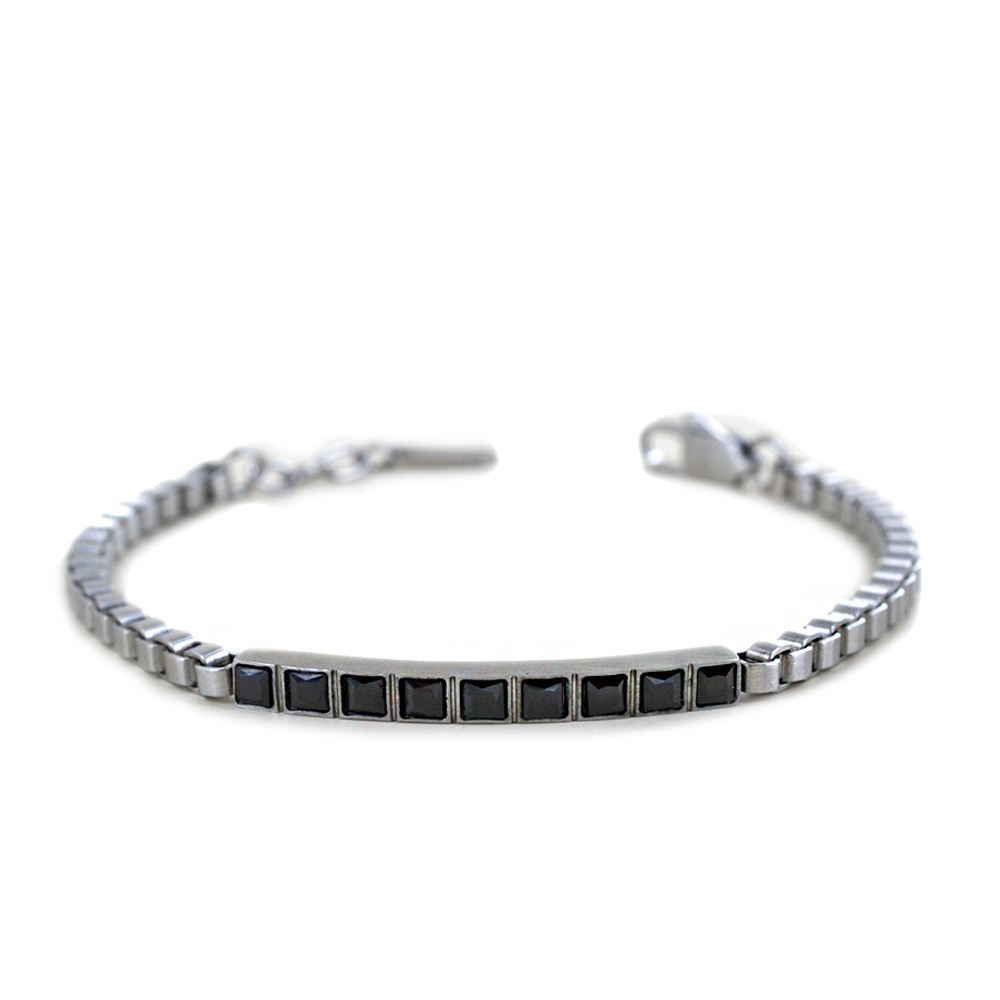 Bracciale 2Jewels Uomo acciaio con zirconi neri 316L 232303