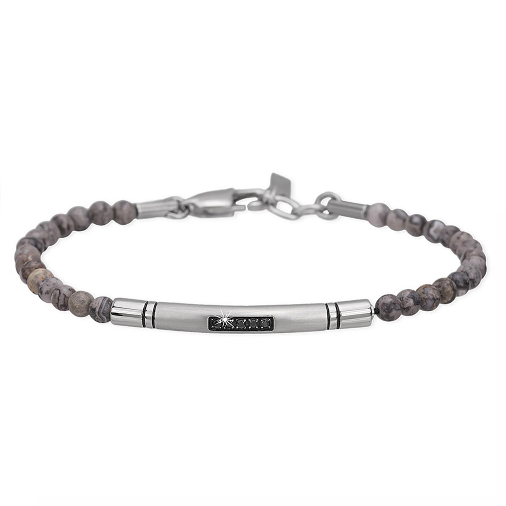 Bracciale 2Jewels Uomo agata acciaio 316L ezirconi neri  232000