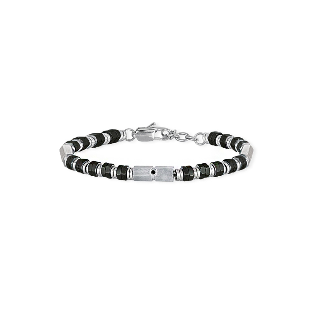 Bracciale 2Jewels Uomo BOLT 2.0 acciaio pvd nero e cristallo nero 232098