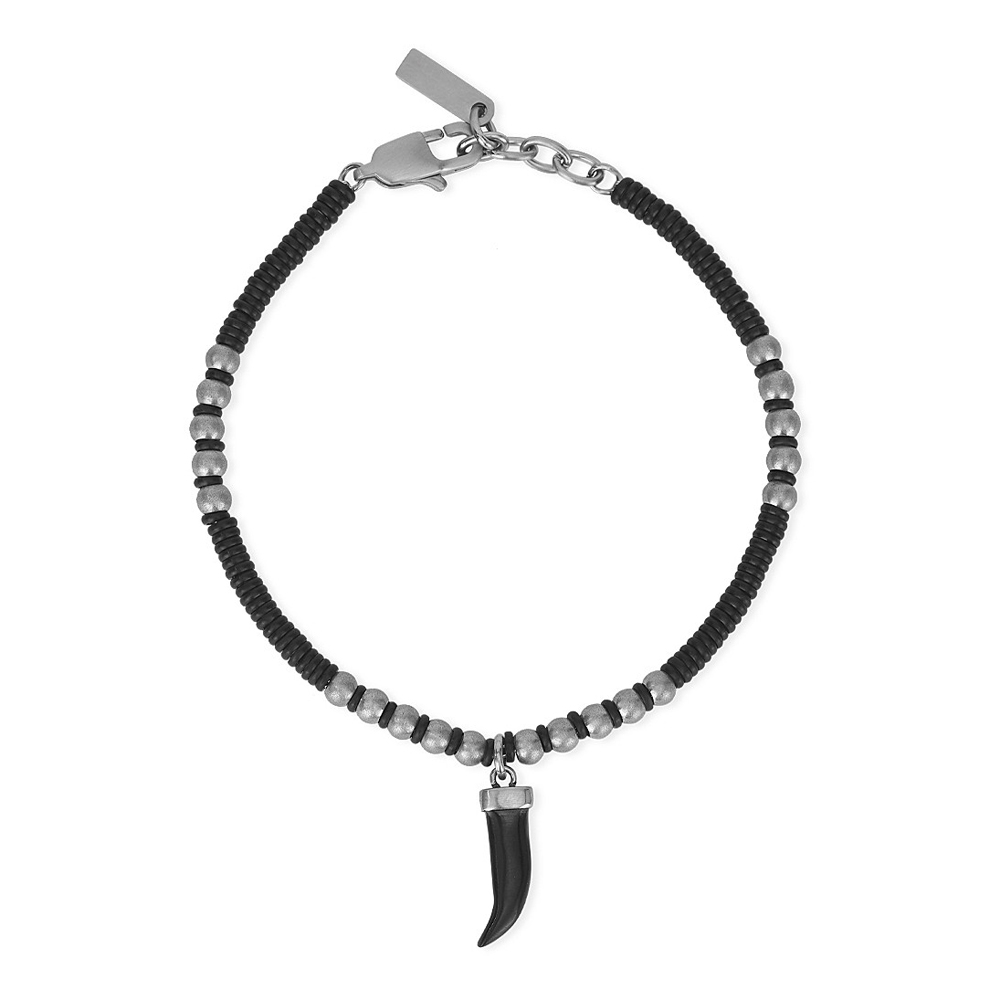 Bracciale 2Jewels Uomo Ikon in acciaio pvd nero e corno  232252