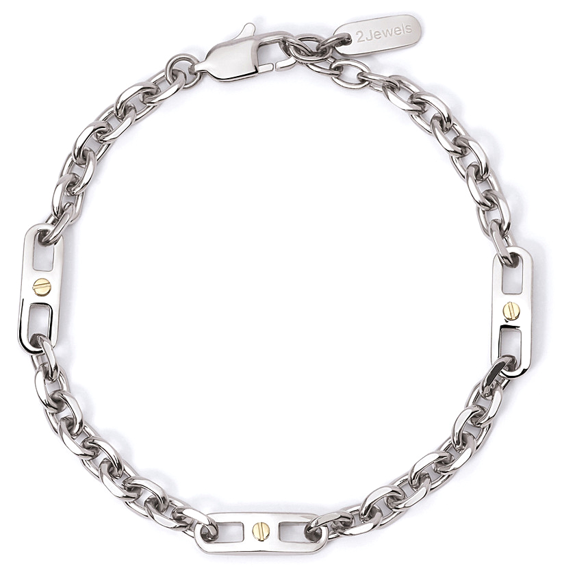 Bracciale 2Jewels Uomo in acciaio con catena rolo e PVD oro 232352