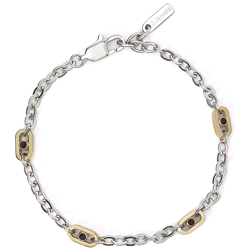 Bracciale 2Jewels Uomo in acciaio con catena rolo e PVD oro 232355