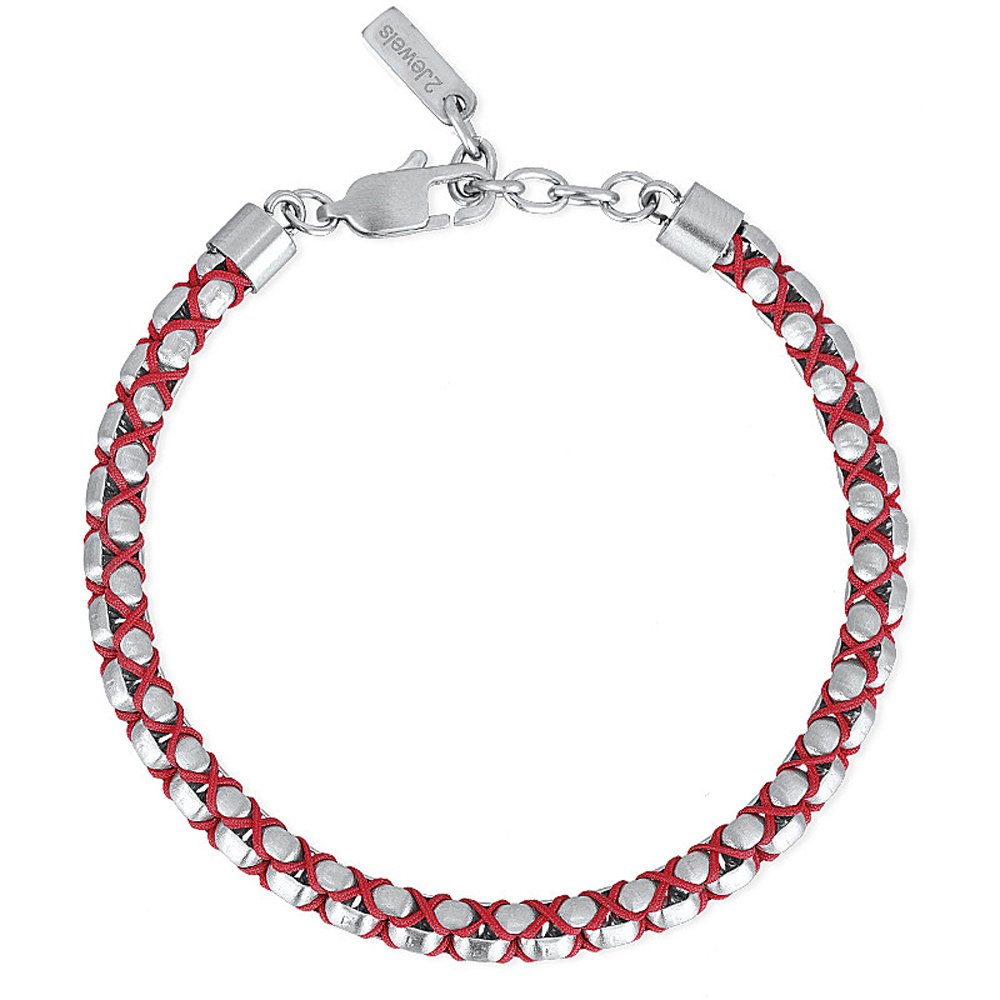 Bracciale 2Jewels Uomo in acciaio della collezione Wave con nylon cord rosso 232185