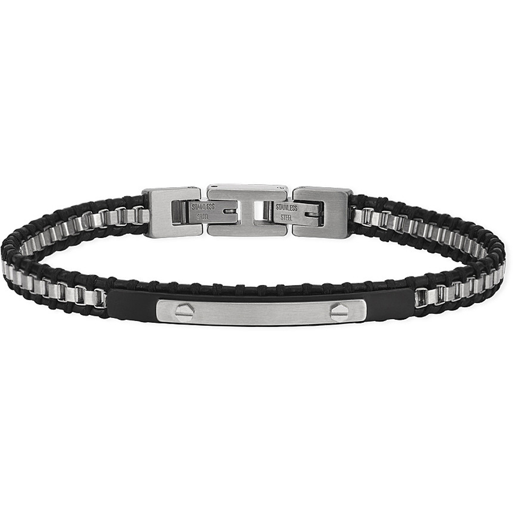 Bracciale 2Jewels Uomo Street in acciaio e pelle grigia 232250