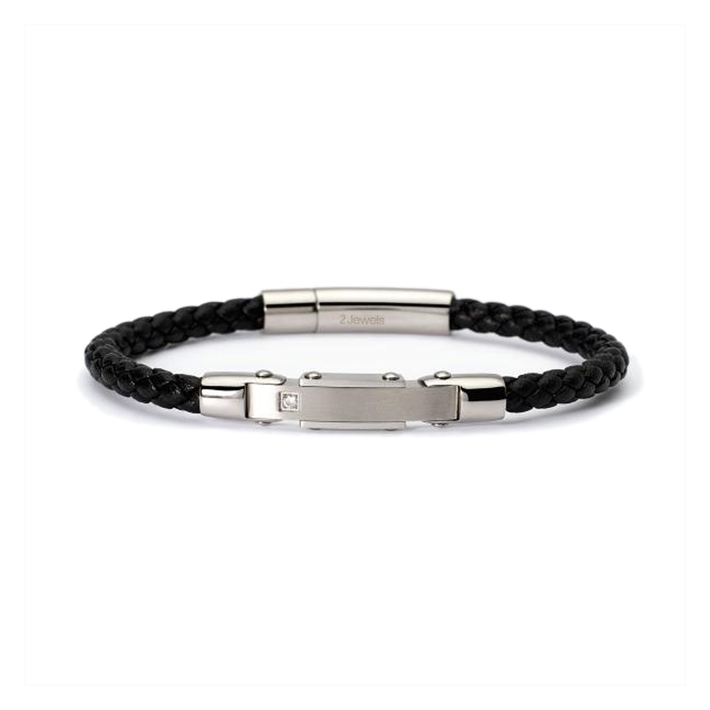 Bracciale 2Jewels Uomo Street in acciaio e similpelle 232510