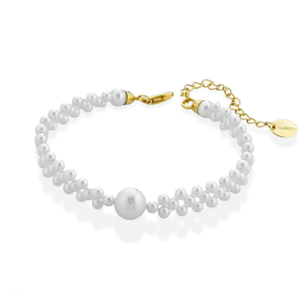 Bracciale a 3 fili con perle di acqua dolce e argento 