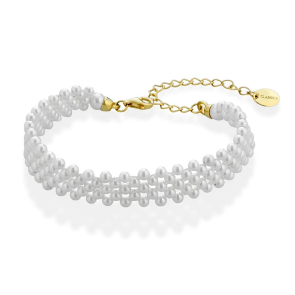 Bracciale a 5 fili con perle di acqua dolce e argento 
